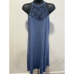 Mudd Womens Size Small Dress Sleeveless Lace  Middi  Stretch Blue New
